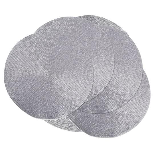 DII® Round Plastic Woven Placemats, 6ct. in Silver | 15" | Michaels®